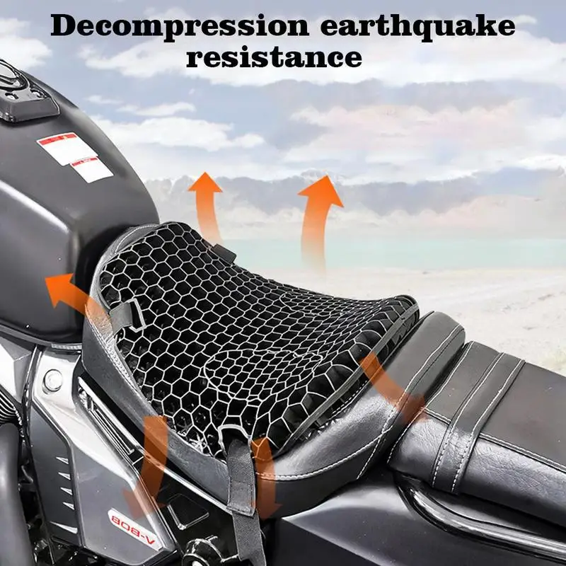 Motorrad Honeycomb Gel Sitzkissen 3D Mesh Stoff Komfort Autobike Dekompression Cover Shock Absorbieren Relief