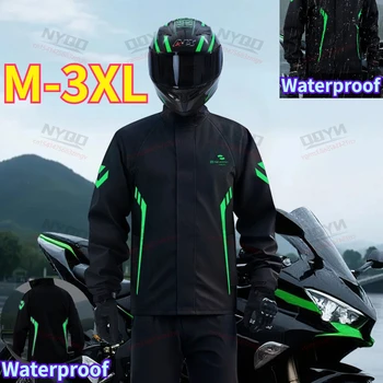 Motorrad Wasserdichter Regenanzug Zweiteiliger Regenmantel & Hosen-Set Sturmfester Outdoor-Regenmantel
