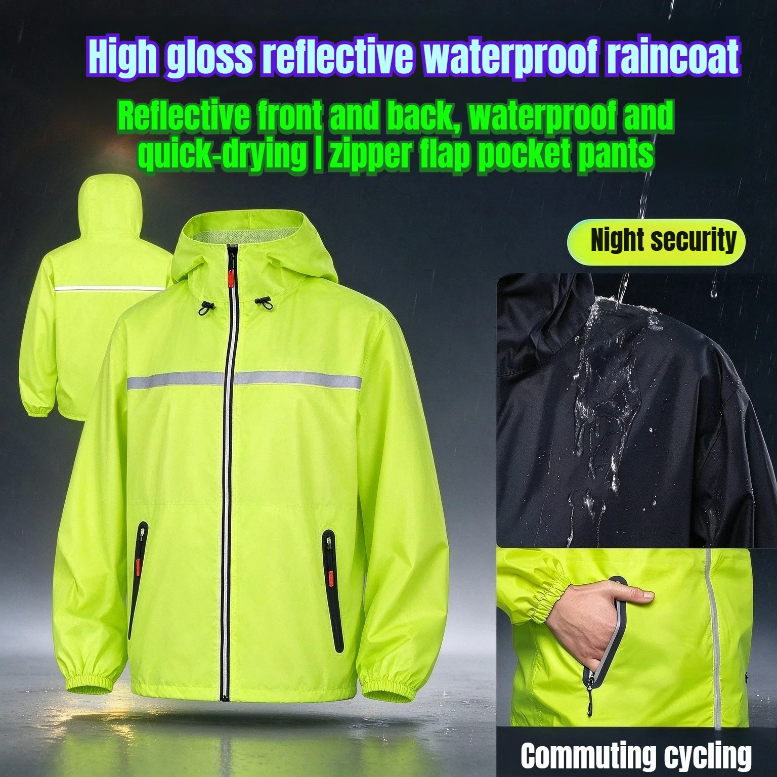 Sommerlicher, wasserdichter Motorrad-Regenanzug, atmungsaktiv, leicht, 2-teiliges Set aus Regenjacke und -hose