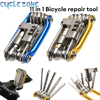 11-in-1 Fahrradreparatur-Werkzeug-Set, MTB, Rennrad, Schraubenschlüssel, Schraubendreher, Kette
