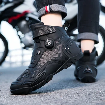 Motorrad Stiefel Männer Leder Motos Atmungsaktive Anti Rutsch Verschleiß-beständig Fahrer Stiefel Motorrad