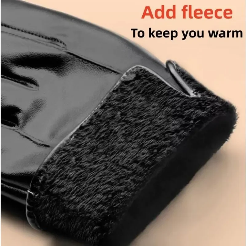 Winterhandschuhe für Herren, echtes Leder, warm, plus Samt – Bild 6