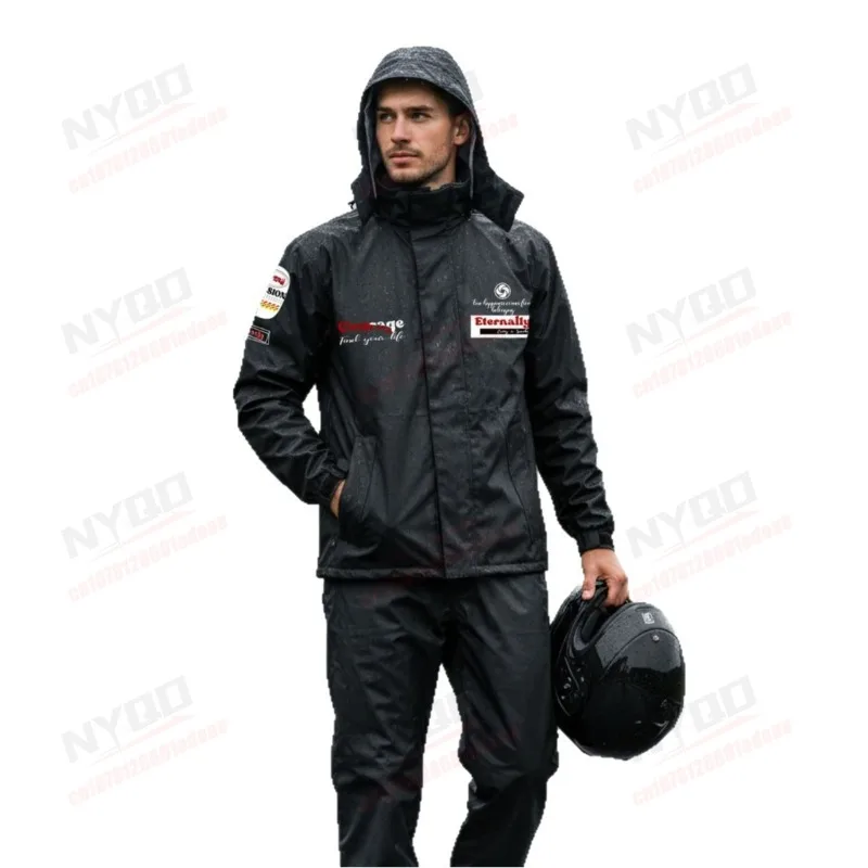 Motorrad-Regenanzug Wasserdichter Reflektierender Zweiteiliger – Image 5
