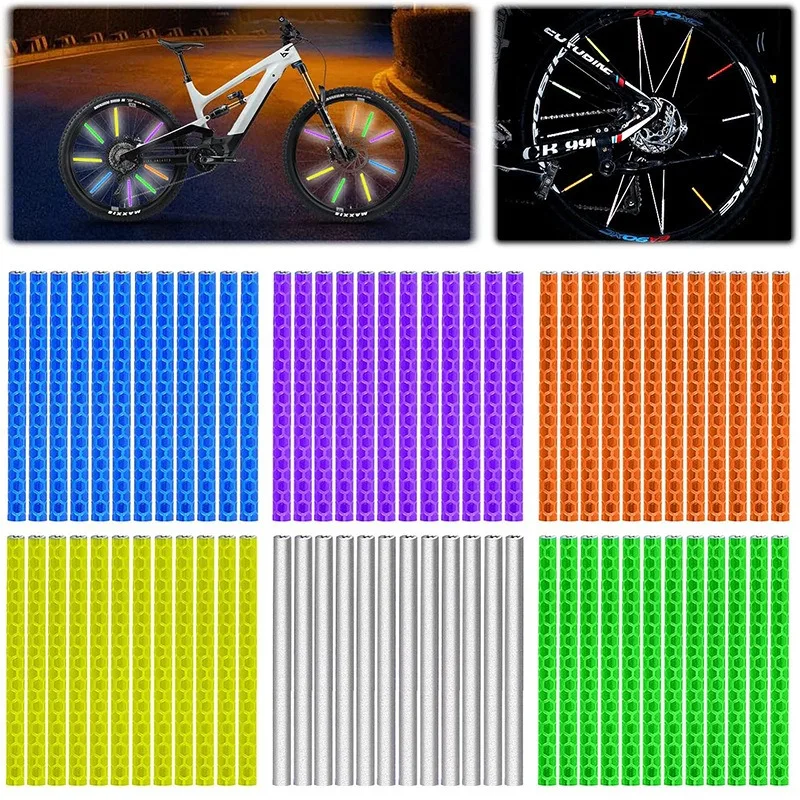 Fahrrad Rad Speichen Reflektierende Aufkleber Rohr Streifen Warnlicht DIY 7,5 cm MTB Radfahren Reflektor