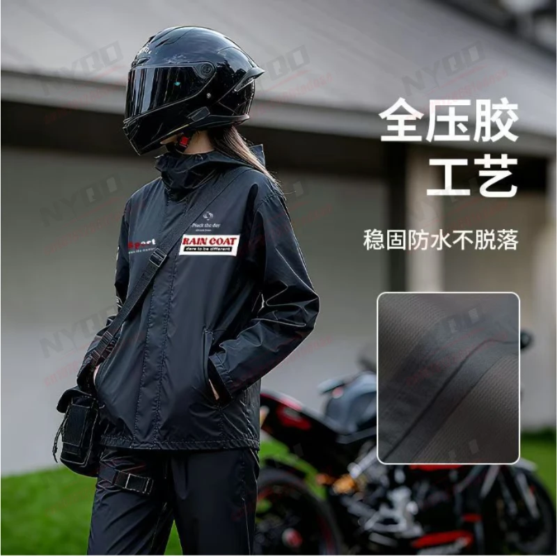 Motorrad-Regenanzug Wasserdichter Reflektierender Zweiteiliger – Image 4