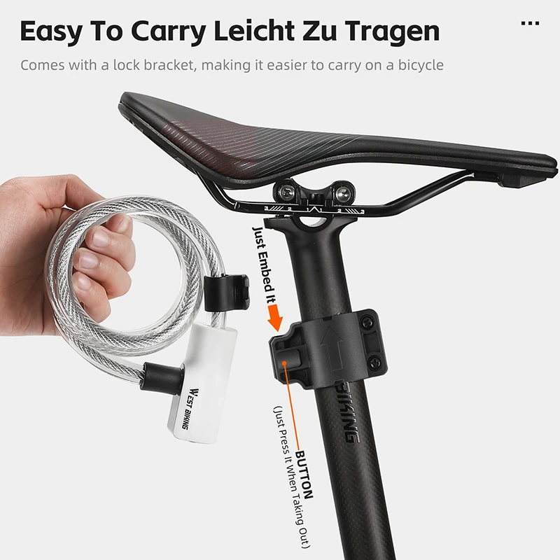 West Biking tragbare Fahrrad Kabels chloss langlebige Diebstahls – Image 6