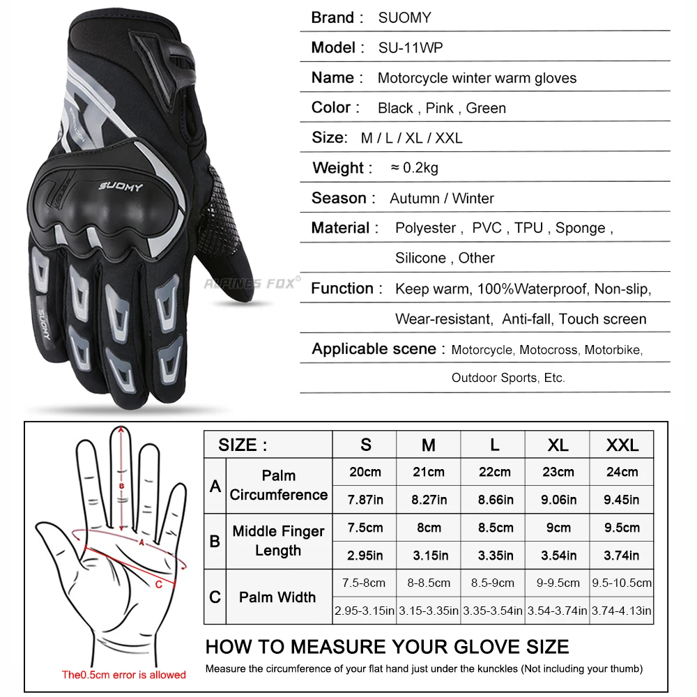 SUOMY Winter Motorrad Handschuhe Winddicht Wasserdicht Guantes Moto – Bild 4
