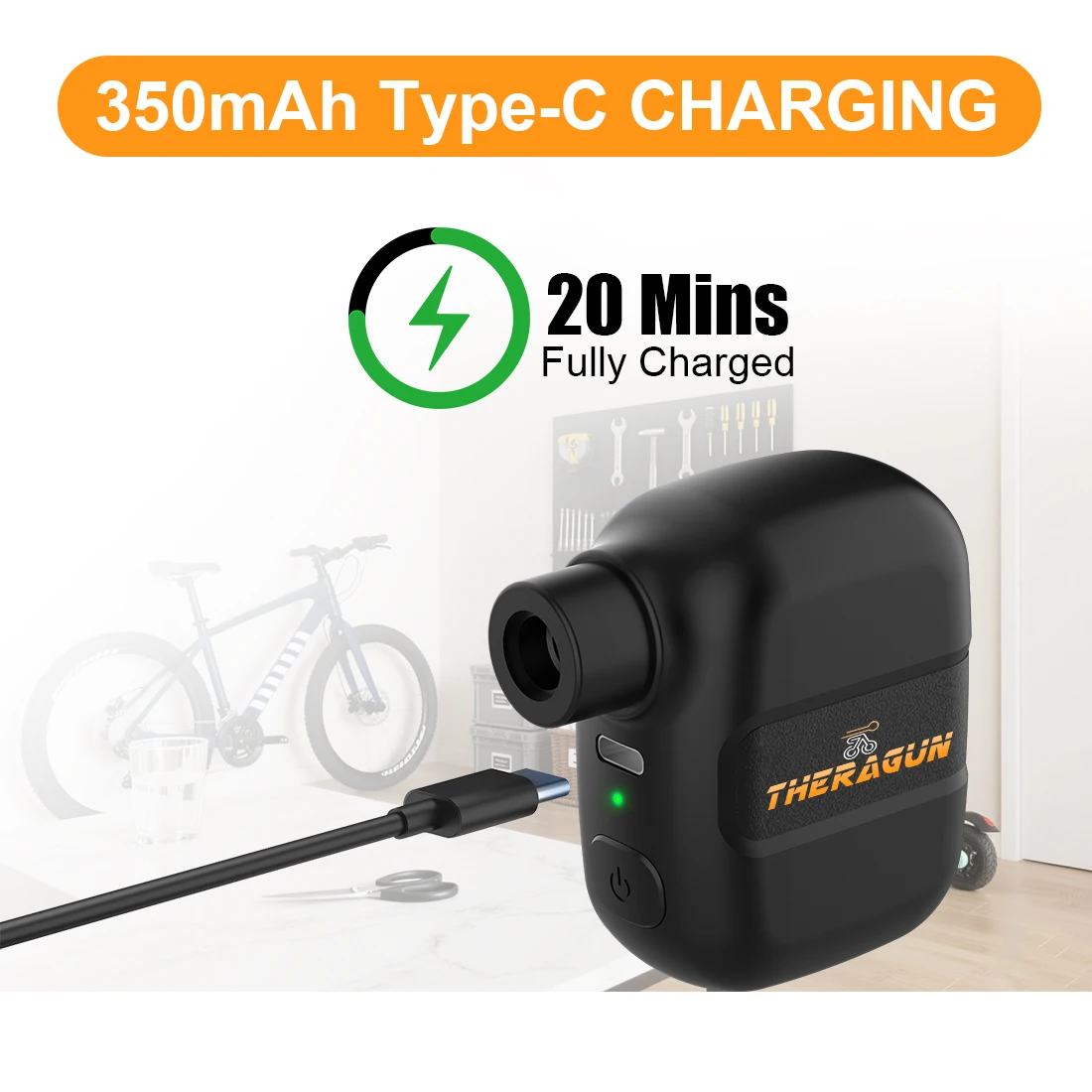 Tragbare Mini-Fahrradpumpe, wiederaufladbarer elektrischer Luftpumpe – Bild 2