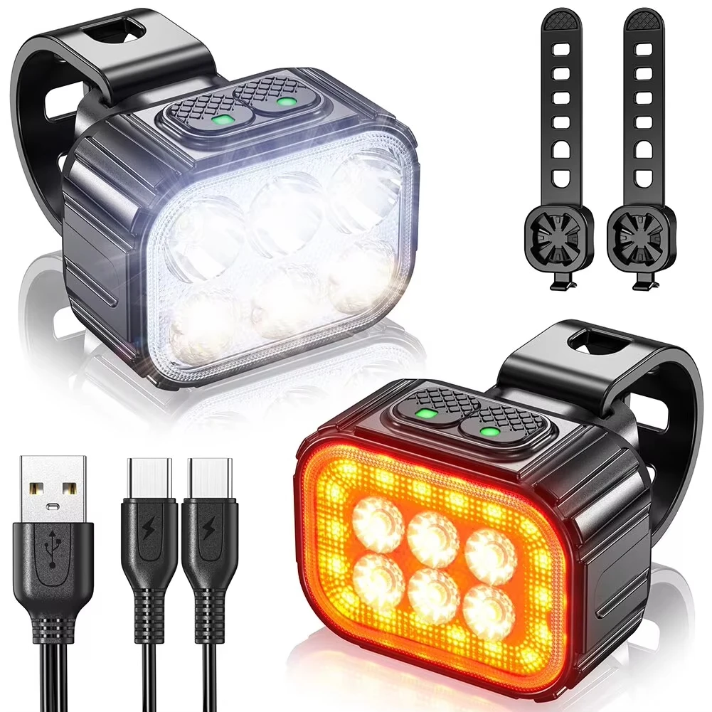 Fahrrad Vorne Hinten Lichter USB Aufladbare Lampe LED Scheinwerfer Wasserdichte Rücklicht Tragbare Mountain