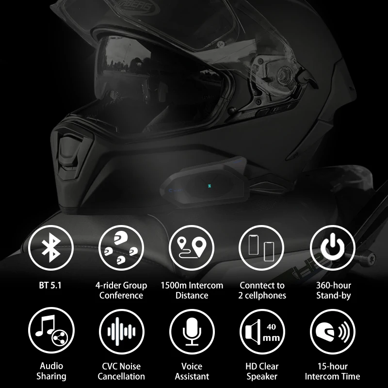NOECI GOCOM4 Motorrad-Gegensprechanlage, Helm, Bluetooth-Headset – Bild 2