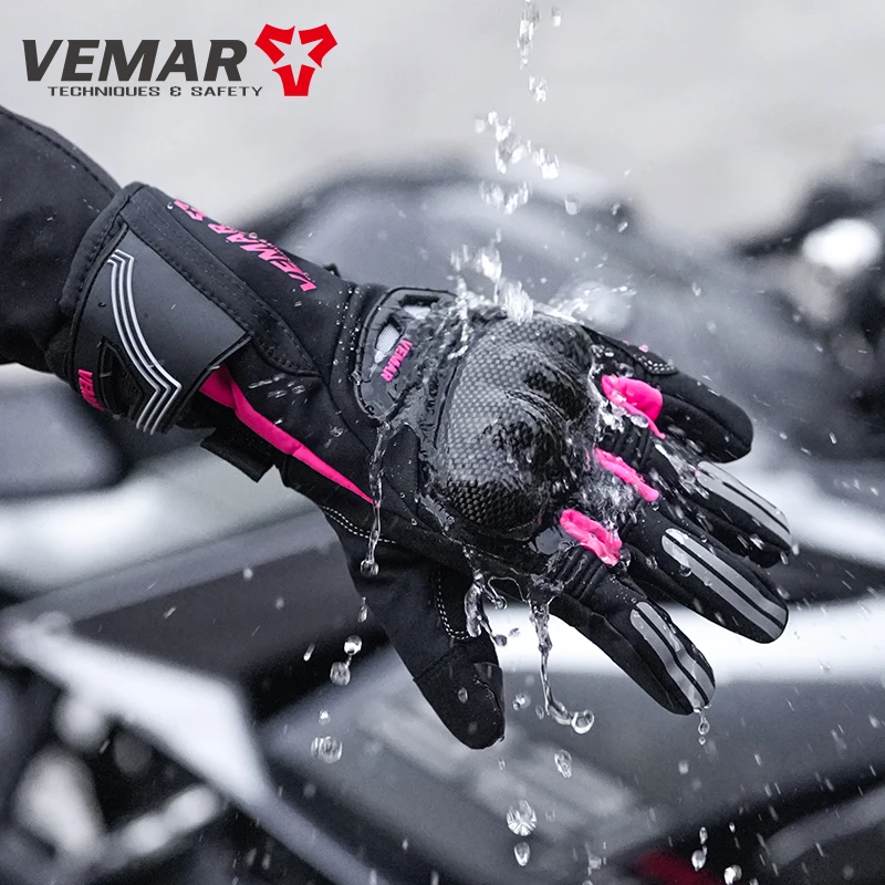 Winter-Motorradhandschuhe aus Kohlefaser, wasserdicht, warm – Bild 5