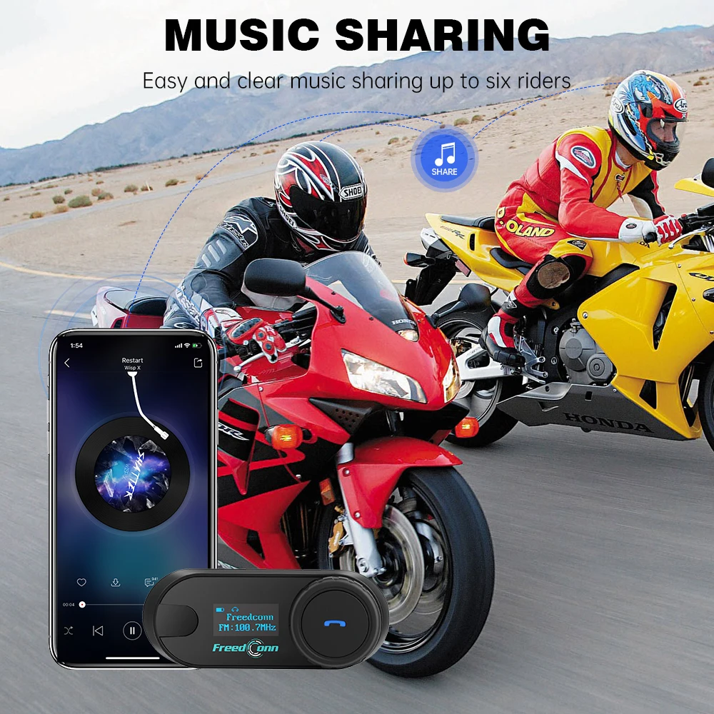 Motorradhelm-Intercom-Headset Bluetooth 6-Wege 2000M Kabelloses – Immagine 3