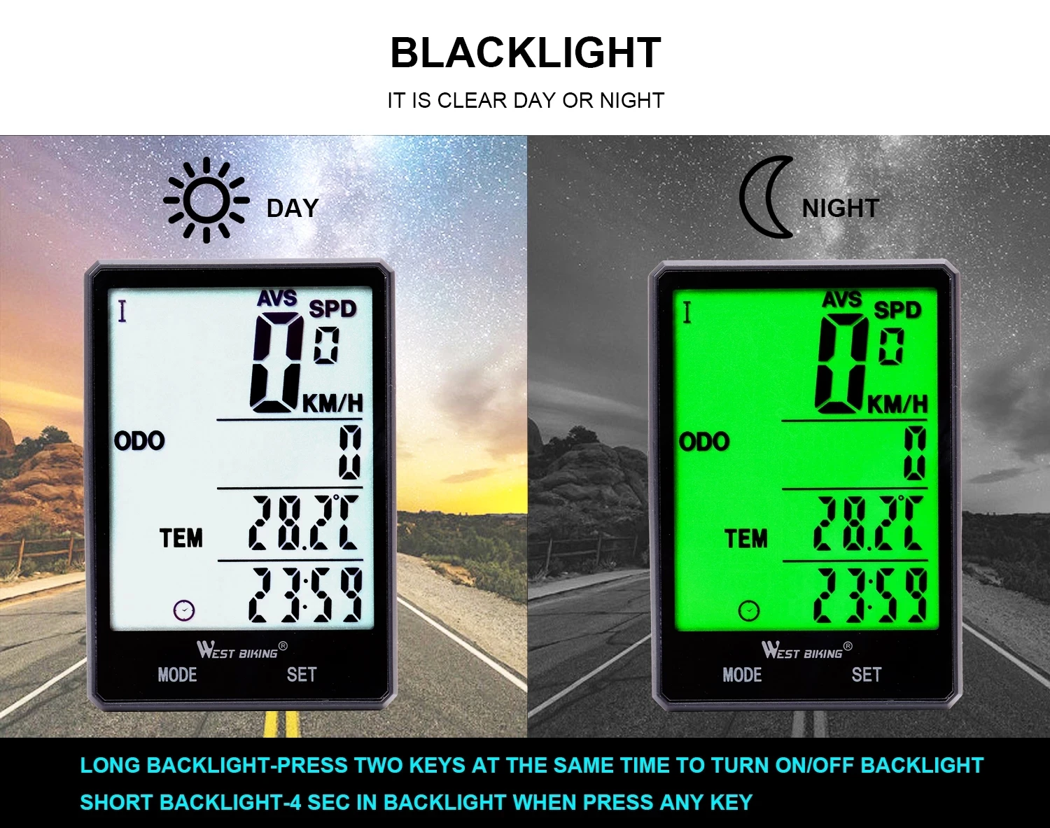 WEST BIKING Fahrradcomputer Digitaler Tachometer Kilometerzähler – Image 4