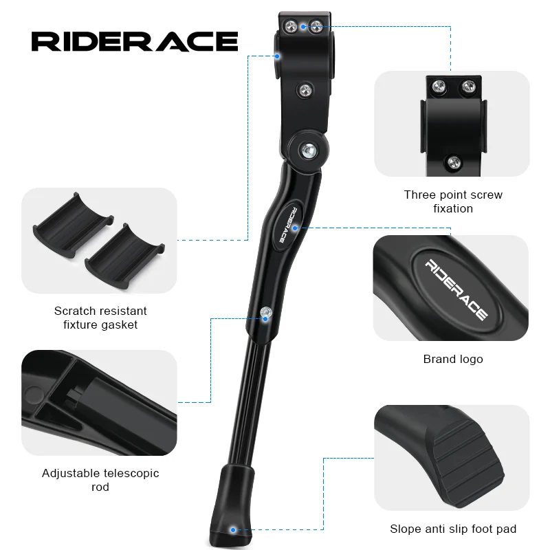 RIDERACE Fahrradständer, verstellbar, Aluminiumlegierung, MTB, Mountainbike, seitlich, hinten, Parkständer