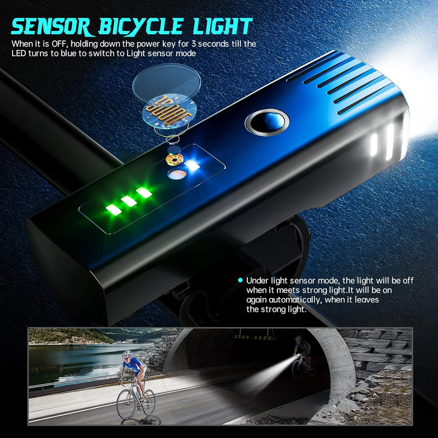 Ultrahelles, über USB wiederaufladbares Fahrrad-Vorderlicht (2 Stück) – Bild 3