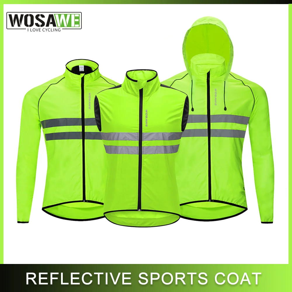 WOSAWE Radfahren Windjacke Männer Packbare Winddichte Reflektierende Jacke Laufen Radfahren Wandern Reiten