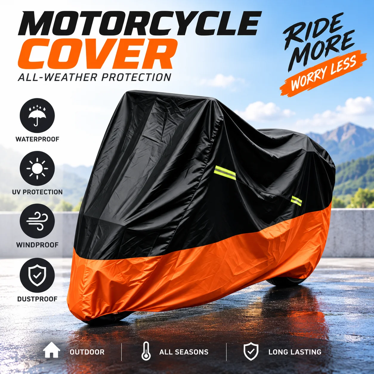 Motorrad abdeckung wasserdicht ganzjährig staub dicht UV-Schutz 190t – Bild 2