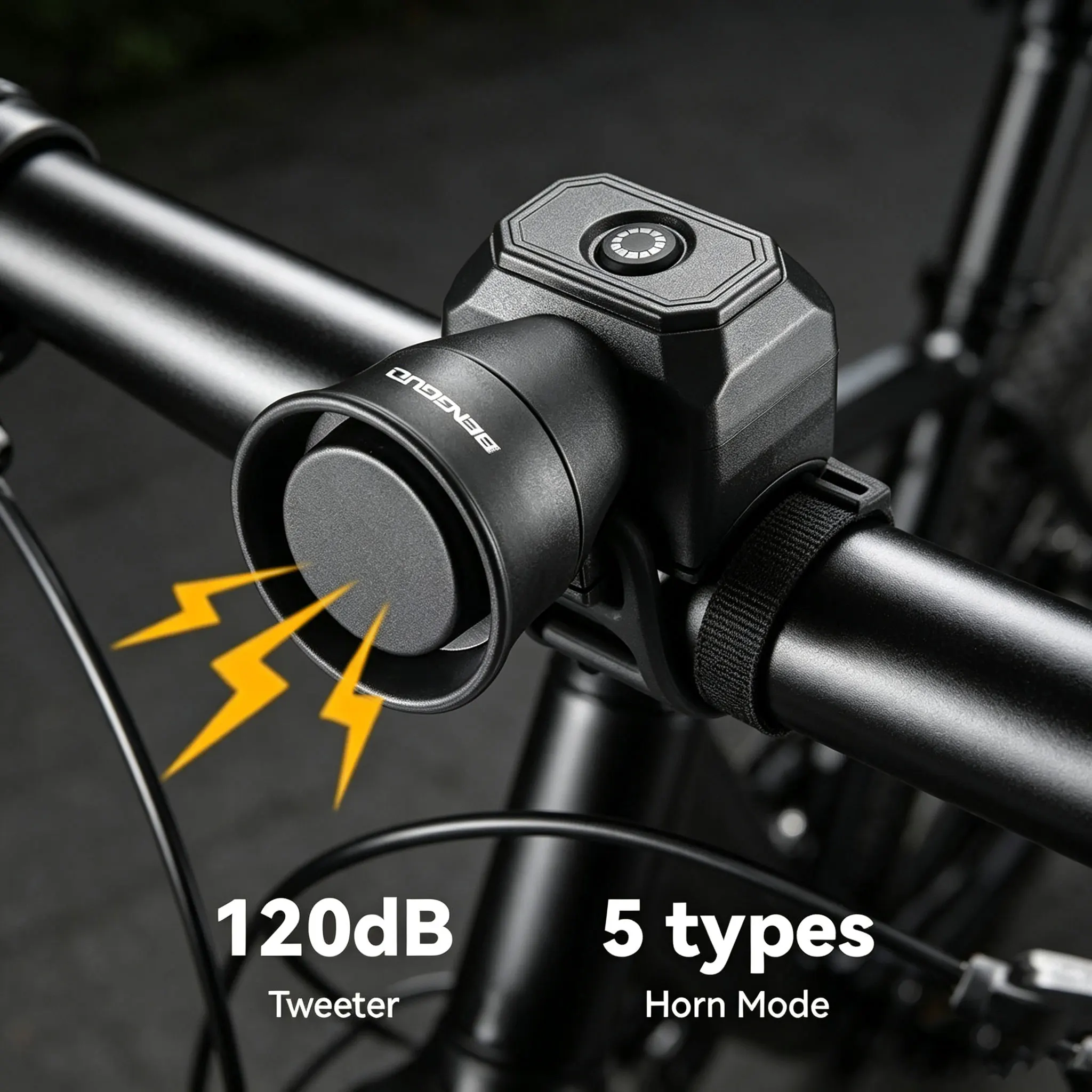 Fahrrad-Elektrohupe Fahrradklingel 120dB Laut Typ-C Wiederaufladbar 5 Klangmodi Lenkerhalterung Wasserdicht