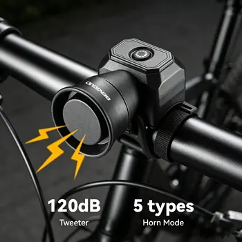 Fahrrad-Elektrohupe Fahrradklingel 120dB Laut Typ-C Wiederaufladbar 5 Klangmodi Lenkerhalterung Wasserdicht