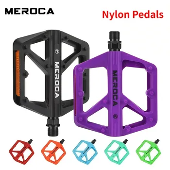MEROCA Nylon-Fahrradpedale Plattform für MTB Rennrad Dual DU Lager blau rot lila orange grün