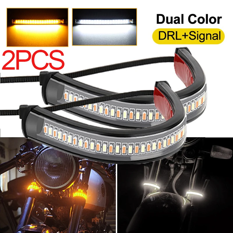 Motorrad-Blinker LED-Streifen Flexibles Rücklicht DRL Bernstein Weiß Moto Blinkende Blinkleuchte Universelle