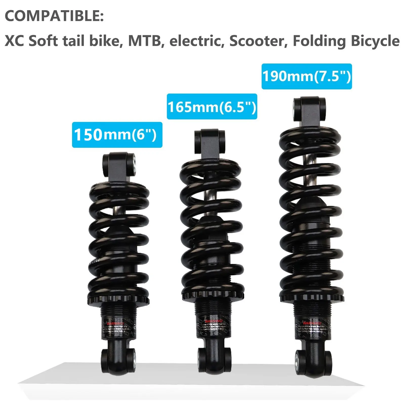 Attlvtu MTB Hinterer Stoßdämpfer, 150mm 165mm 190mm Fahrrads Pulen – Immagine 3