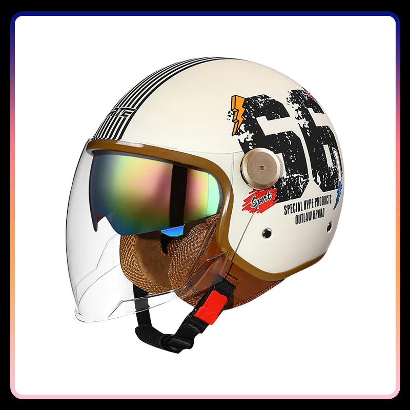 DOT ECE Open Face Helme Jet Moto Helm Dual Objektiv Retro Semi-open – Bild 3