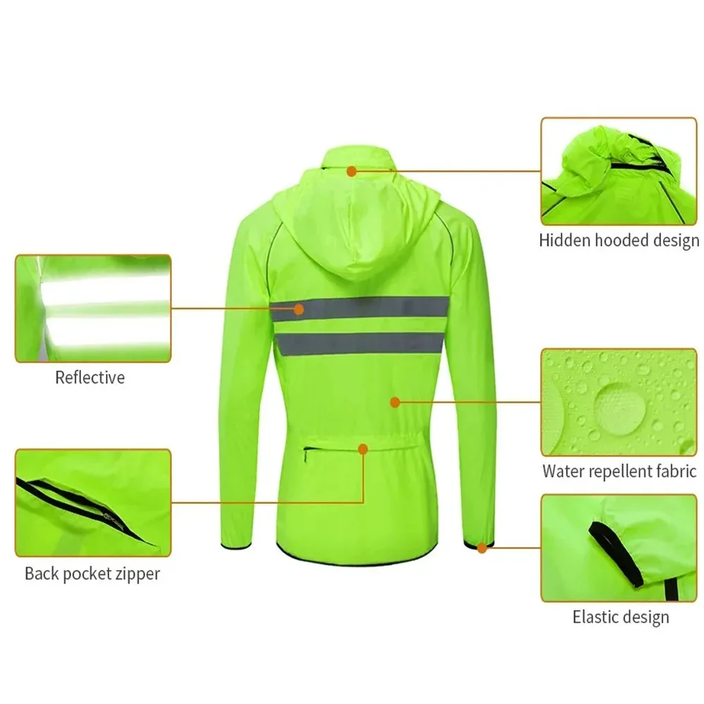 Winddichte wasserdichte reflektierende Fahrradjacke MTB Fahrrad dünne – Immagine 6