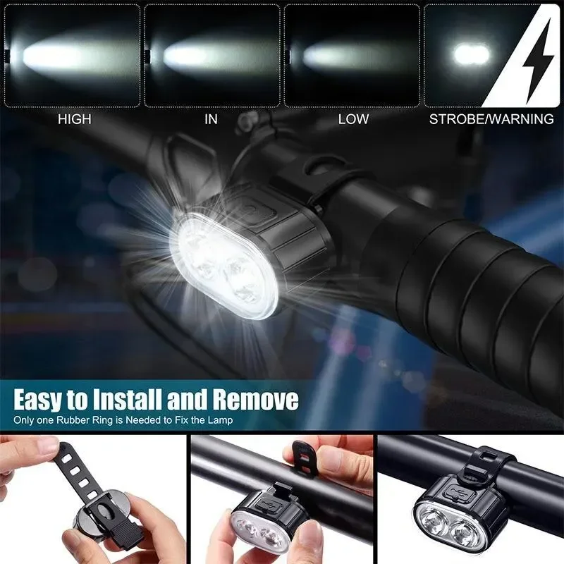 Fahrrad Vorder- und Rücklicht Set USB-Aufladbar Scheinwerfer MTB – Image 3