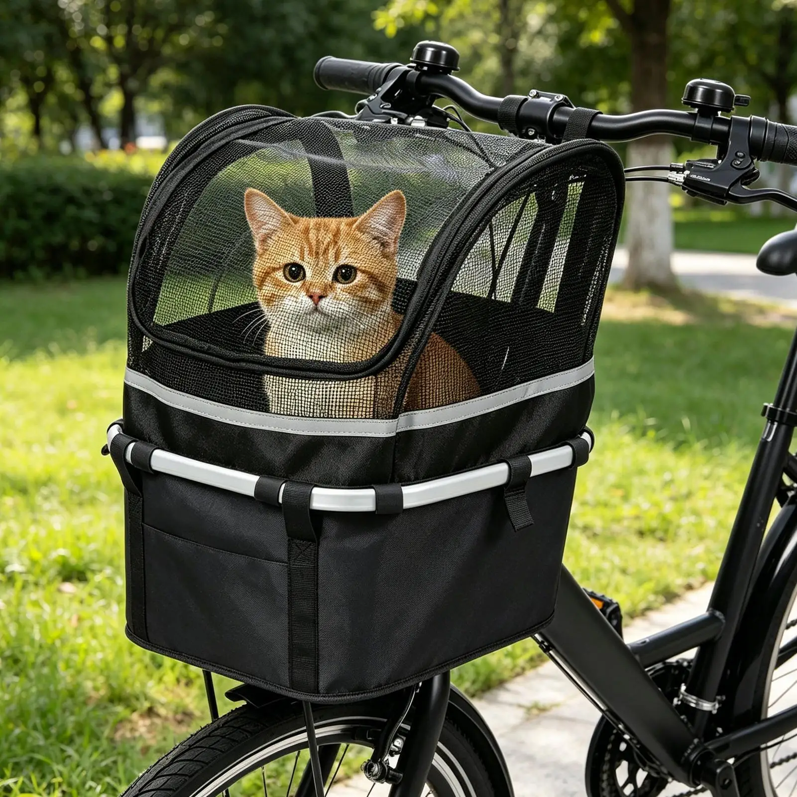 Fahrrad-Hundekorb, Haustier-Fahrradlenkerträger, faltbarer Haustier-Rucksack, weiche Katzentransportbox