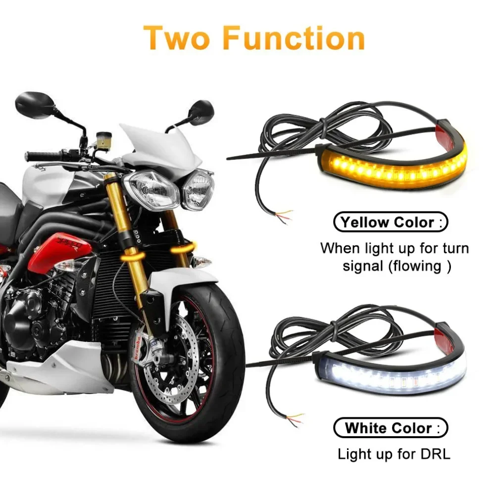Motorrad-Blinker LED-Streifen Flexibles Rücklicht DRL Bernstein Weiß – Bild 3