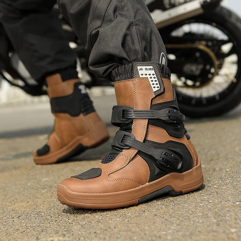 Herren Motorradstiefel Wasserdichte Lederstiefel für Motocross – Image 4
