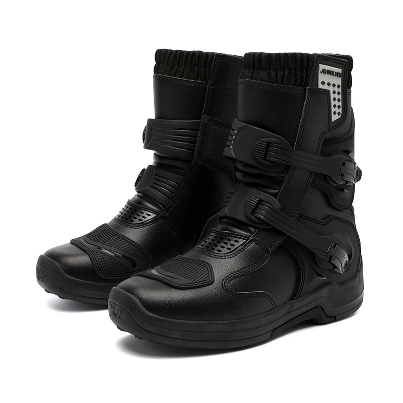 Herren Motorradstiefel Wasserdichte Lederstiefel für Motocross Rutschfeste Schutzschuhe für Geländefahrten