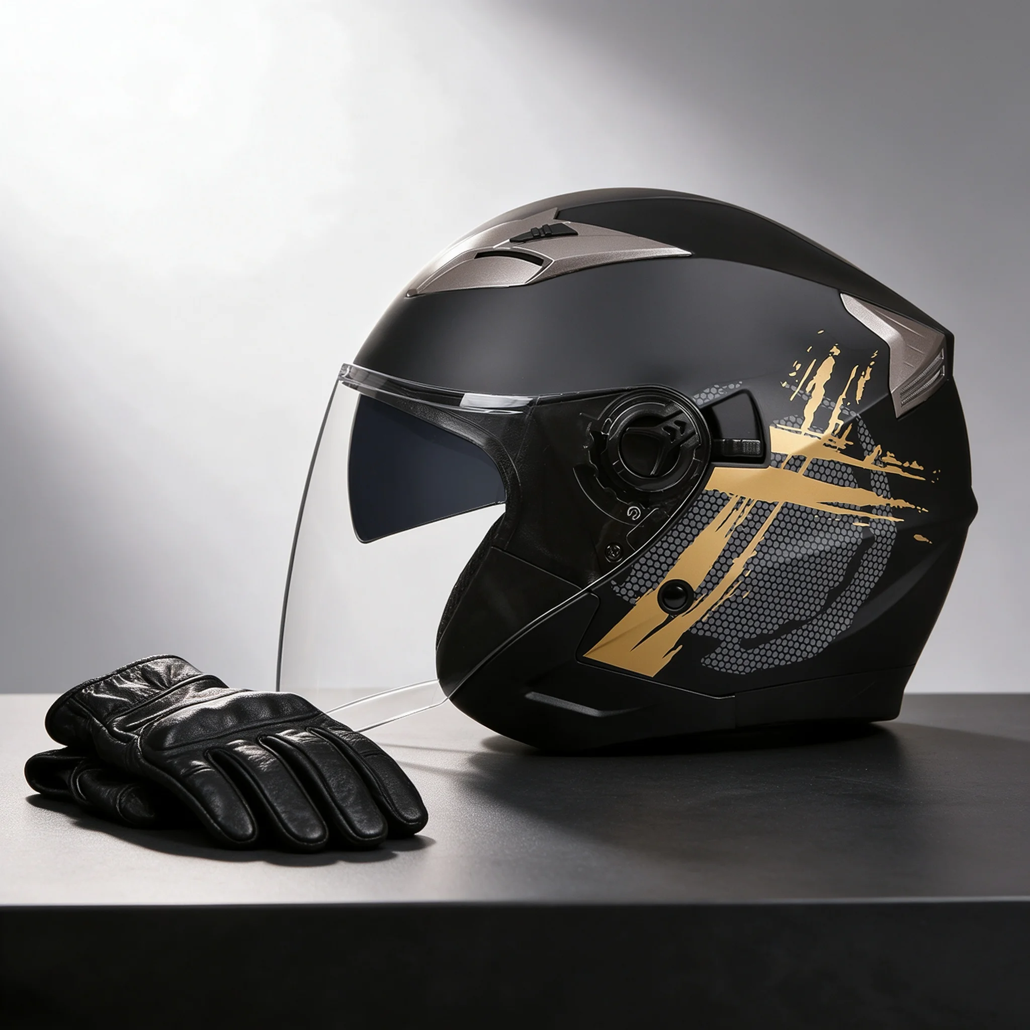 Motorradhelm mit Doppelvisier, 3/4-Offen-Jet-Helm, klares Visier – Image 4