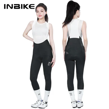 INBIKE Damen Radsport-Trägerhose, gepolsterte Fahrradstrumpfhose, Fahrrad-Leggings mit Taschen