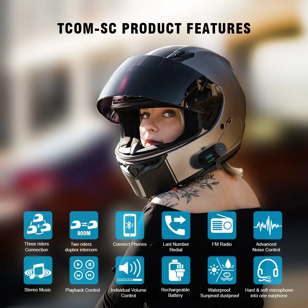 Freed conn t com sc bluetooth motorrad intercom helm headset drahtlose – Bild 2