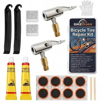 SIKEZHAN Fahrradreifen-Reparaturset Wasserdichtes MTB-Fahrrad-Patch-Werkzeugset mit Box Notfall-Reparaturset