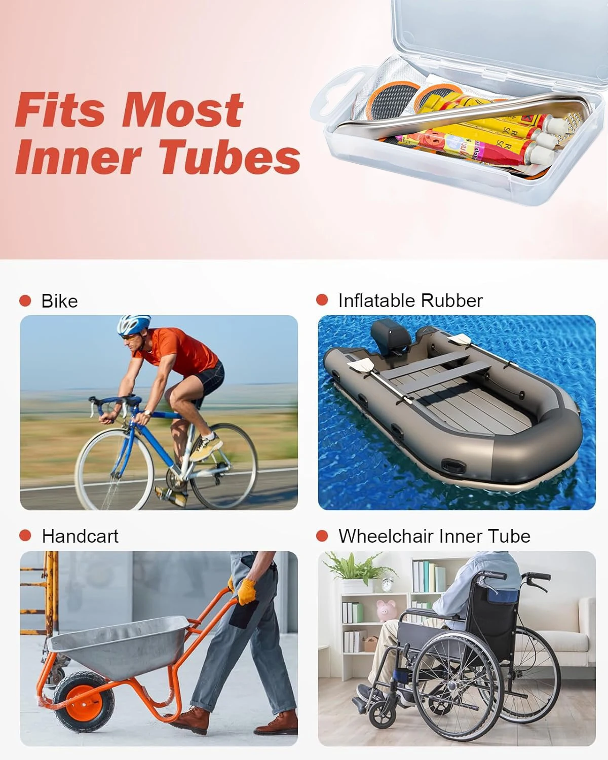 Tragbare Fahrradreifen-Reparatursets mit Reifenhebern, Gummipflaster – Image 6