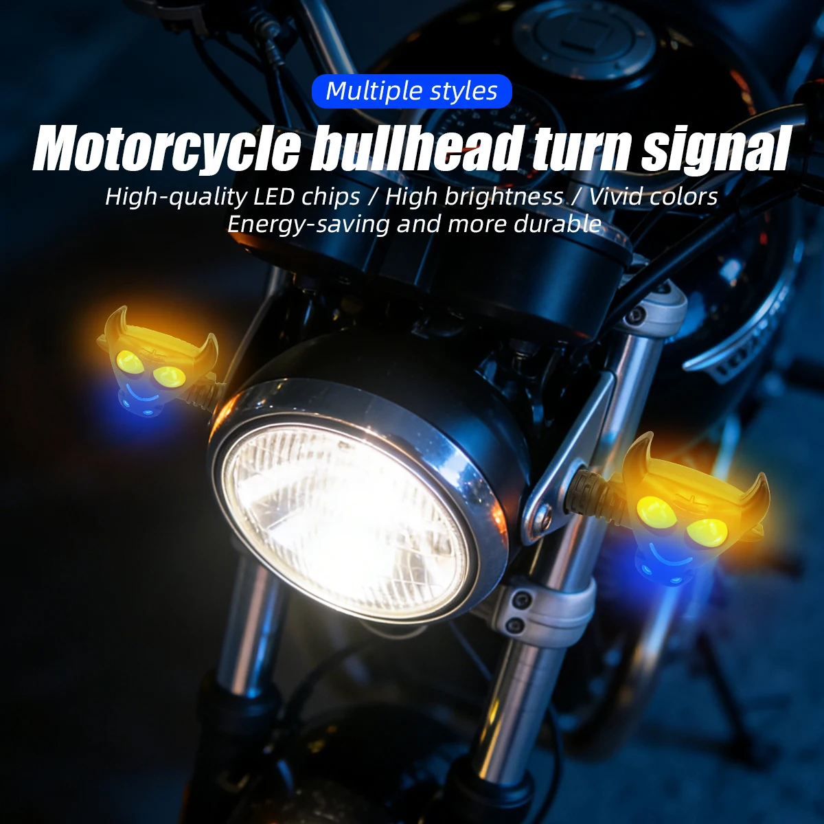 Motorrad LED-Blinker im Stierkopf-Design, Fließende Richtungsanzeiger – Bild 5