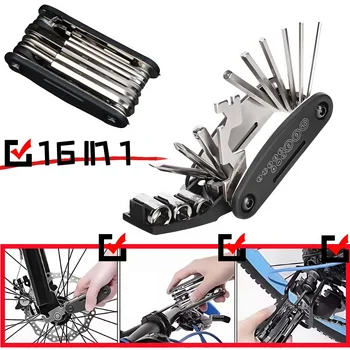 16-in-1-Fahrrad-Multitool-Set, tragbares Fahrrad-Reparatur-Werkzeug-Set, inklusive Inbusschlüssel