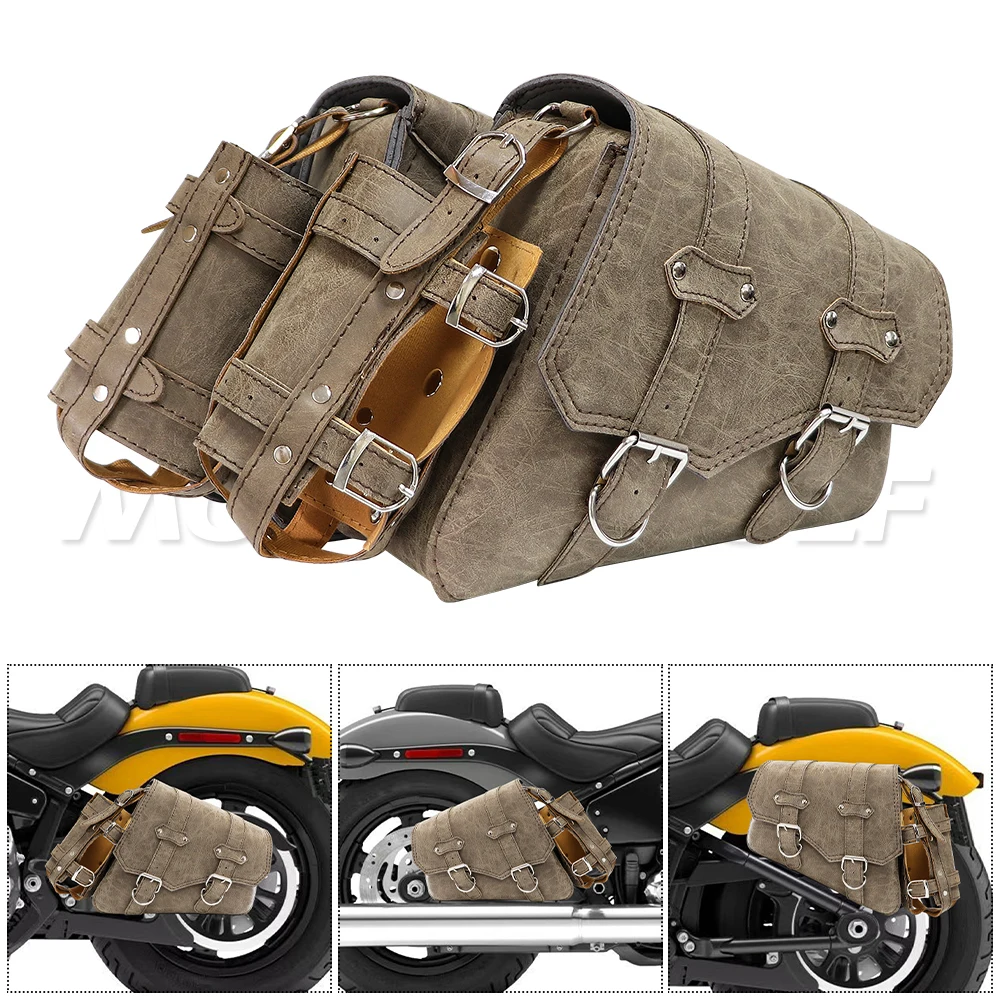 Retro PU Leder Motorrad Satteltasche Satteltaschen Beutel Aufbewahrungskoffer Seitengepäck Tank Koffer