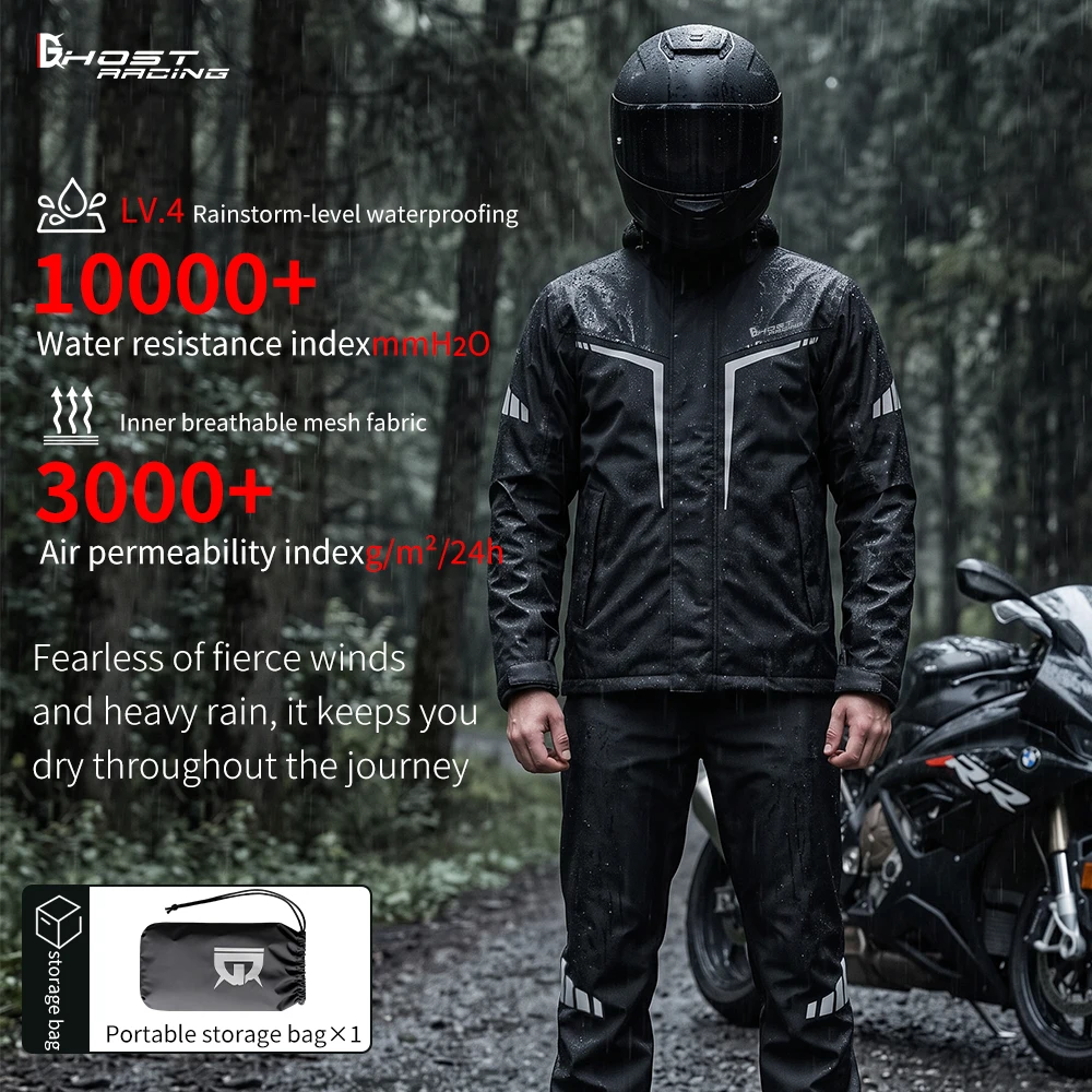 Regenjacke und -hose, Motorrad-Regenanzug, Regenmantel für Camping – Immagine 3