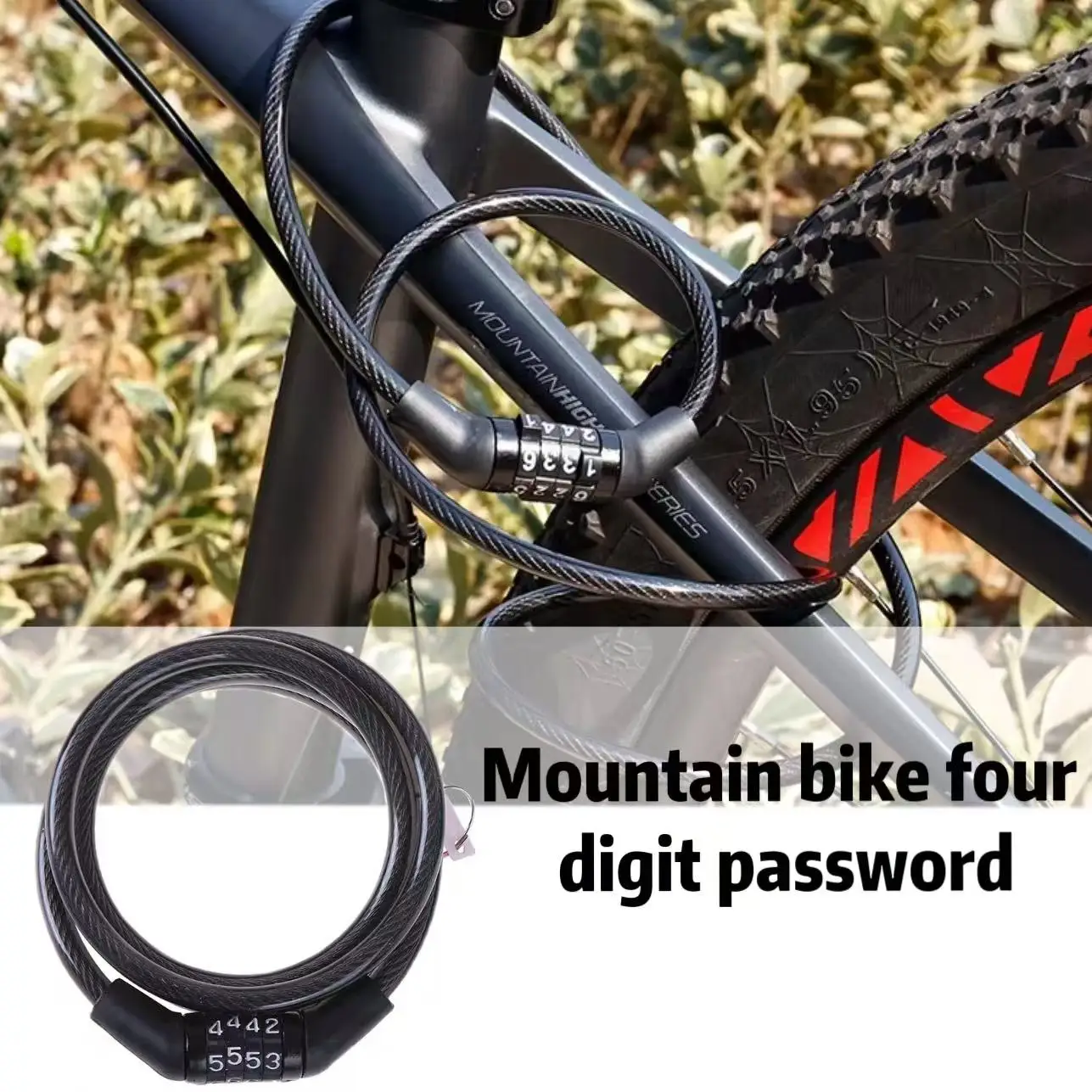 Fahrradschloss mit 4-stelligem Zahlencode, Diebstahlsicherung, Fahrrad-Sicherheitszubehör