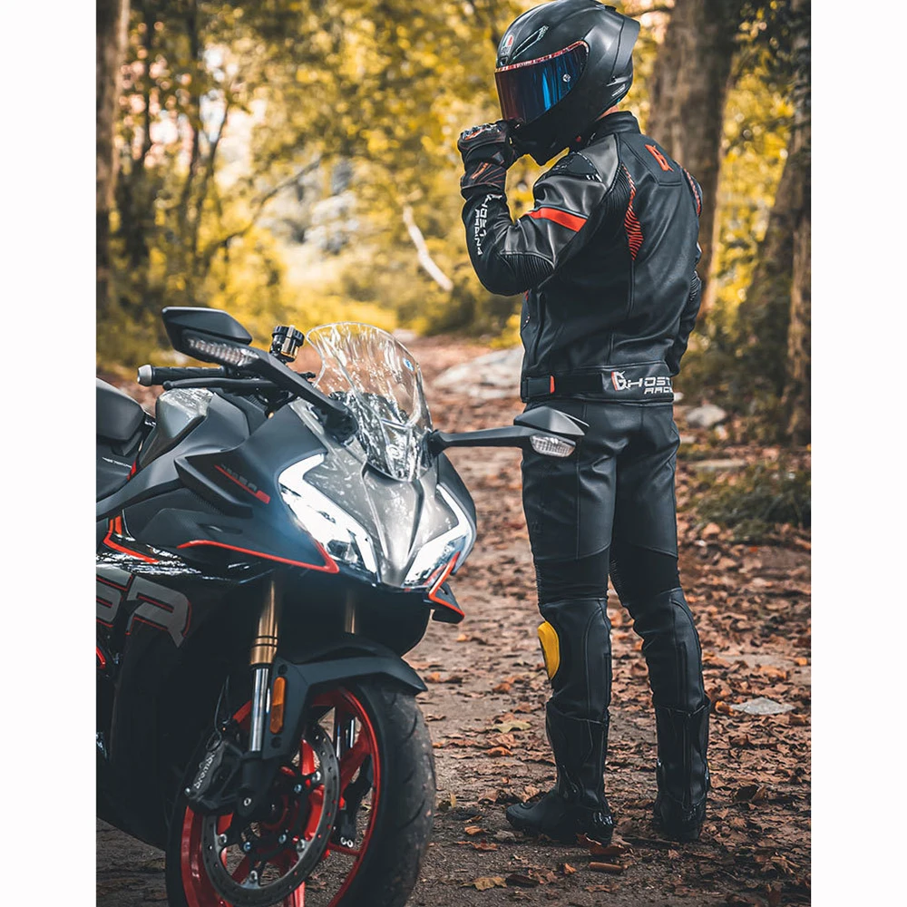 Motorrad hose Pu Leder Pantalon Moto Männer Pantalon Motocross schwarz – Image 6