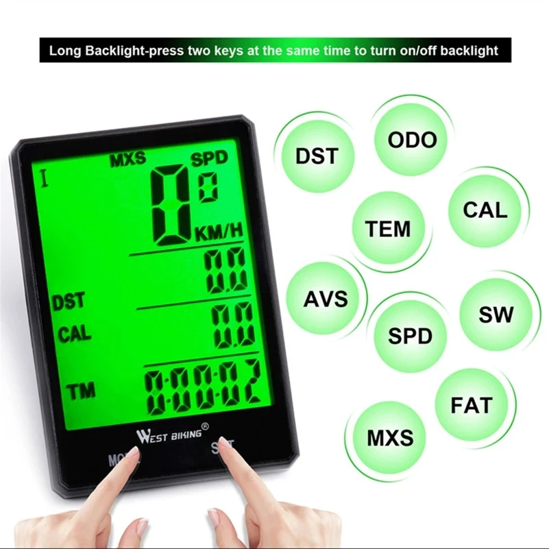 WEST BIKING Fahrradcomputer Digitaler Tachometer Kilometerzähler – Image 6