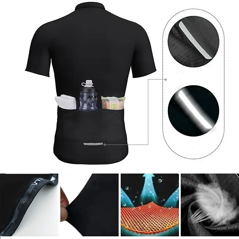 Radtrikot mit 3 Taschen für Herren, Kurzarm, Sommer, Atmungsaktiv – Immagine 5