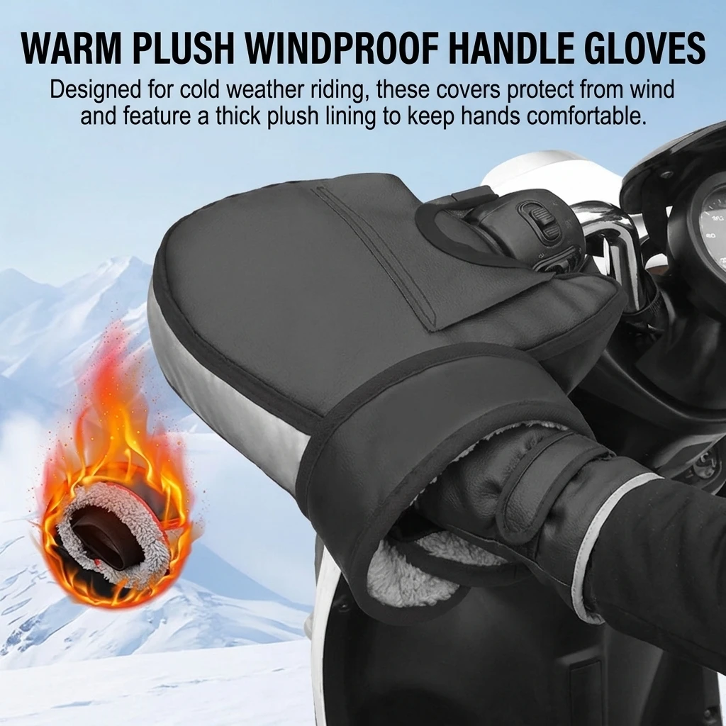 1 Paar Motorrad-Winterhandschuhe, Lenkermuffen, schützende, dicke, warme Griffmuffen für Motorrad und Roller