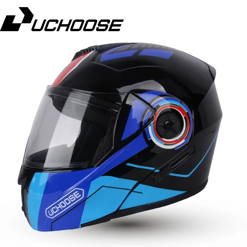 Uchoose Neuer modularer Motorradhelm Integralrennen mit doppeltem Sonnenblende Damen Herren Klapphelm