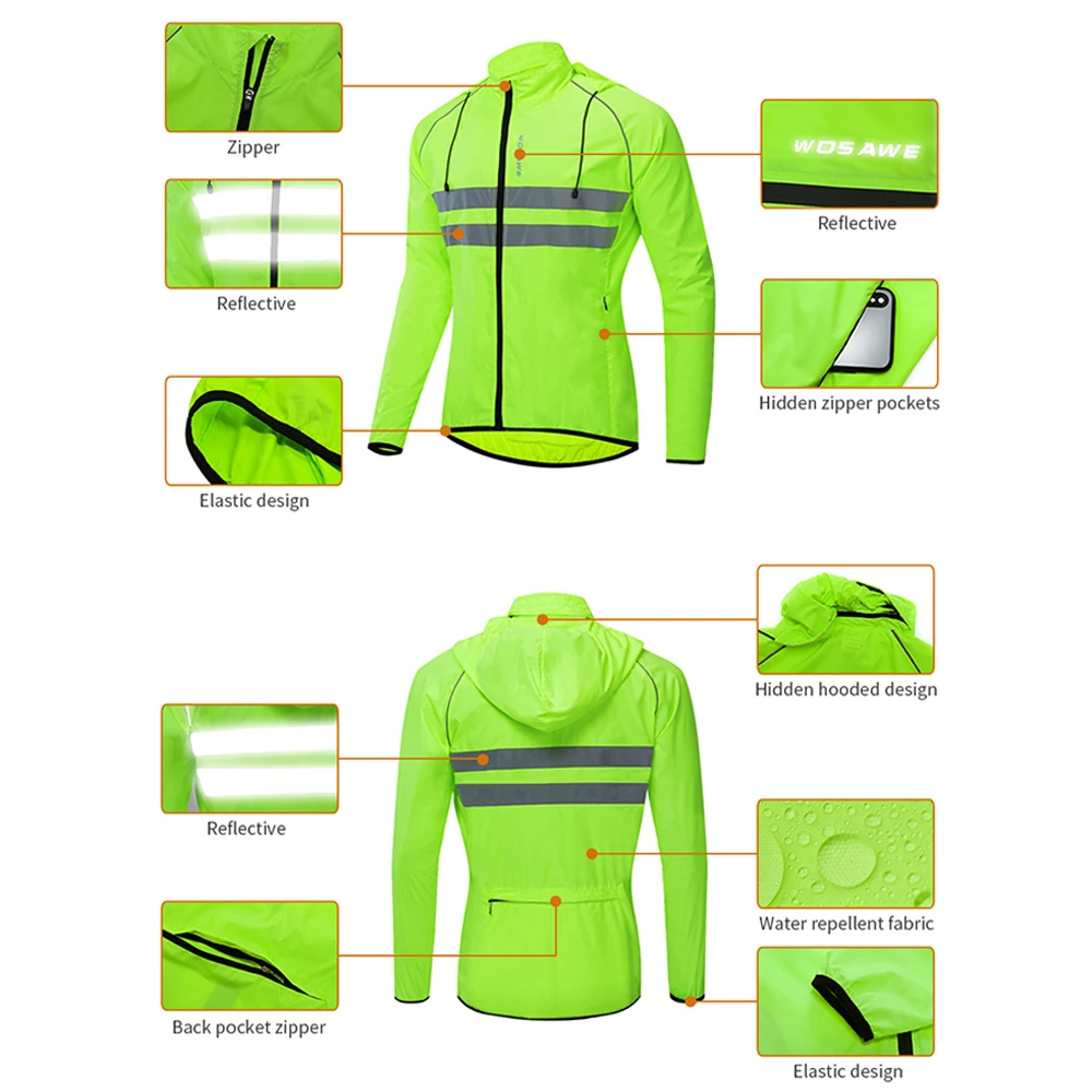 WOSAWE Radfahren Windjacke Männer Packbare Winddichte Reflektierende – Image 5