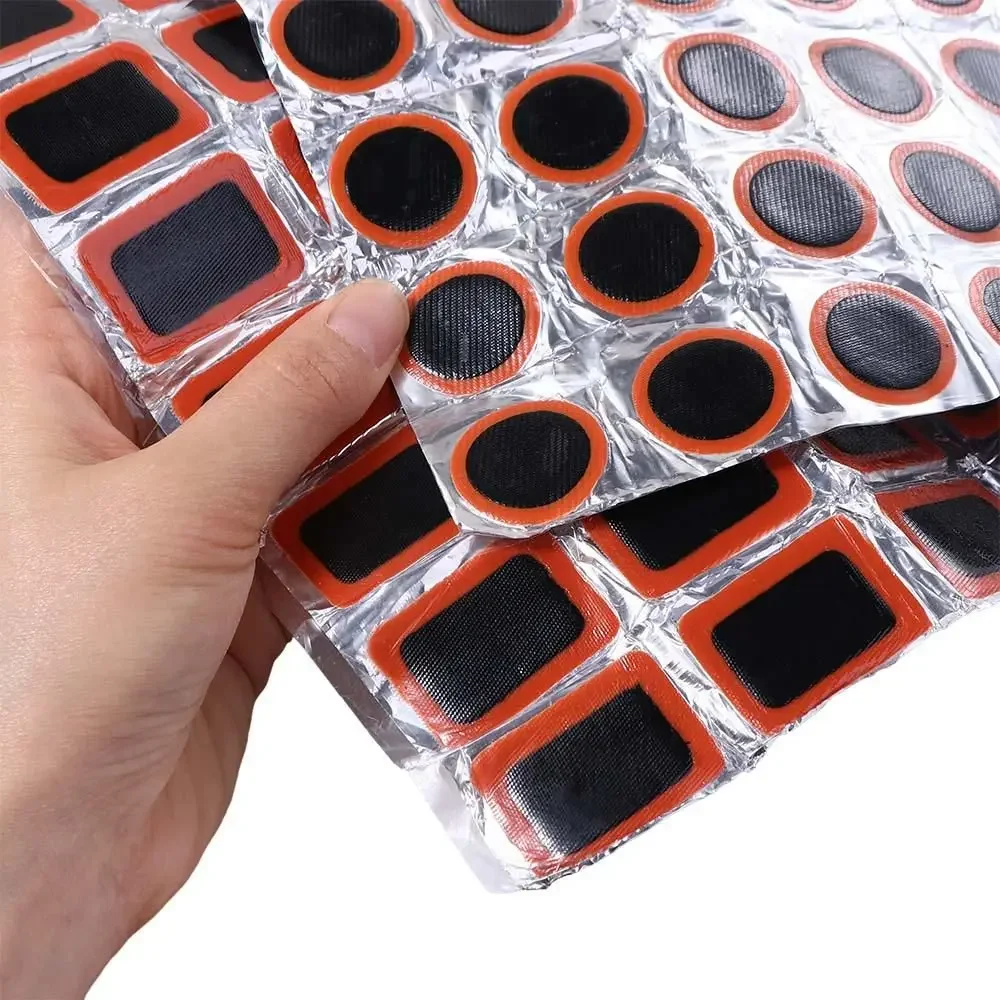 Gummi-Reparaturflicken für Fahrradreifen, Schlauch-Reparaturset ohne Klebstoff, Werkzeuge (48 Stück)